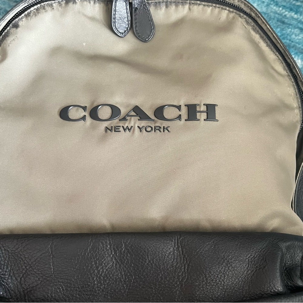 Coach Campus Backpack F71674 Leather & Nylon Tan/Green and Black - Picture 8 of 11